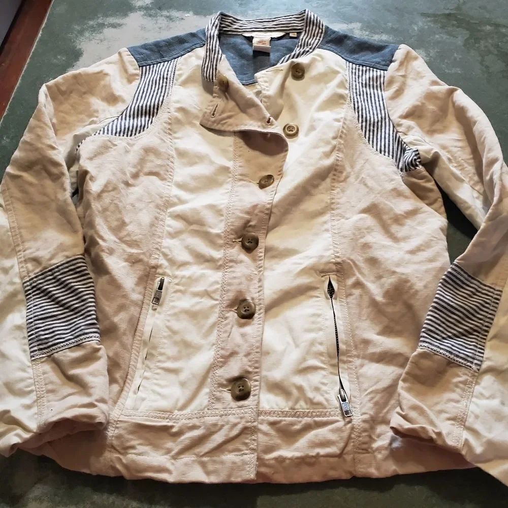 Sundance Beige,cream&blue Mix Media jacket sz P6